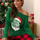 Dark Green Merry Christmas Plaid Print One Shoulder Lounge Set