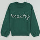 Blackish Green Pearl Beaded Merry Casual Sweater