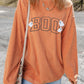 Orange Embroidered BOO Ghost Corded Halloween Sweatshirt