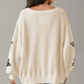 White Thanksgiving Turkey Waffle Oversized Knit Top