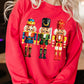 Red Christmas Metallic Nutcracker Graphic Crew Neck Sweatshirt