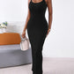 ChicMe ShapeSculpt Basic Lounge Slip U Neck Long Dress Elegant Sleeveless Ribbed Bodycon Maxi Dresses