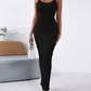 ChicMe ShapeSculpt Basic Lounge Slip U Neck Long Dress Elegant Sleeveless Ribbed Bodycon Maxi Dresses