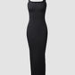 ChicMe ShapeSculpt Basic Lounge Slip U Neck Long Dress Elegant Sleeveless Ribbed Bodycon Maxi Dresses