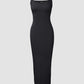 ChicMe ShapeSculpt Basic Lounge Slip U Neck Long Dress Elegant Sleeveless Ribbed Bodycon Maxi Dresses