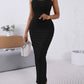 ChicMe ShapeSculpt Basic Lounge Slip U Neck Long Dress Elegant Sleeveless Ribbed Bodycon Maxi Dresses