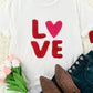 White Heart LOVE Graphic Valentines T Shirt