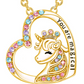 Gold Unicorn Hollow Out Heart Shape Rhinestone Pendant Necklace