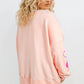 Apricot Pink Sequined Bowknot Drop Shoulder Oversized Sweatshirt