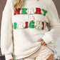 White Christmas MERRY & Bright Chenille Graphic Sherpa Sweatshirt