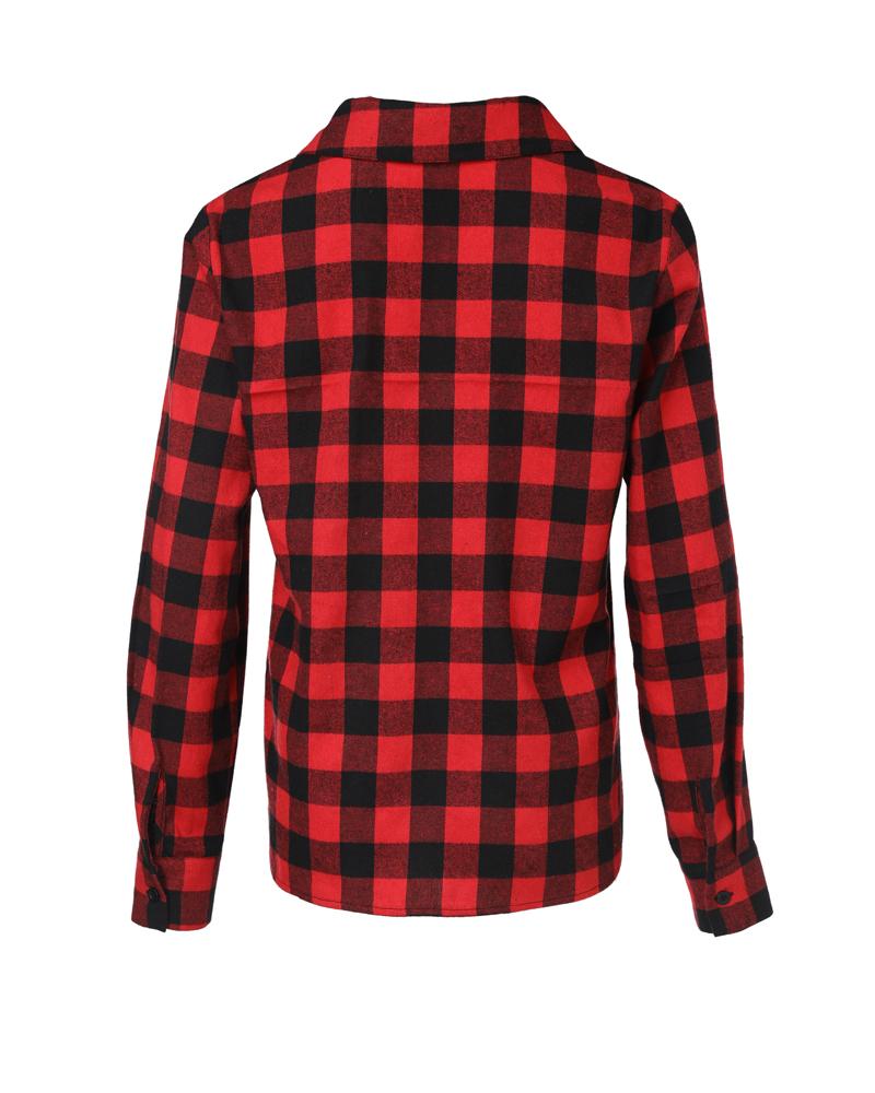 Plaid Print Buttoned Casual Long Sleeve Top