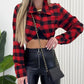 Plaid Print Buttoned Casual Long Sleeve Top