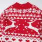 Fiery Red Merry Christmas Reindeer Heart Pattern High Neck Sweater