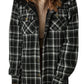 Black Plaid Pattern Sherpa Lined Hooded Shacket