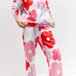 White Floral Print Pullover Top Sweatpants Lounge Set