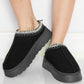 Black Contrast Print Suede Plush Lined Snow Boots