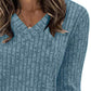 V Neck Long Sleeve Shirts Casual Lightweight Tunic Sweaters