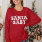 Red SANTA BABY Embroidered Crewneck Christmas Sweatshirt