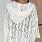 White Fashion Open Knit Hooded Beach Cover Up