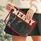 Red MERRY Contrast Trim Clear Makeup Bag