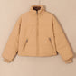 Brown Zip Up Pocketed Puffer Coat