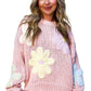 Pink Petals & Threads Embroidered Floral Sweater