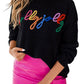 Black Holly Jolly Round Neck Casual Sweater