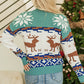 Canton Christmas Reindeer Snowflake Colorblock Turtleneck Sweater