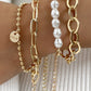 Gold Pearl Plated Alloy Adjustable Chain Necklace