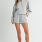 Light Grey Stand Neck Zipped Sweatshirt and Shorts Set