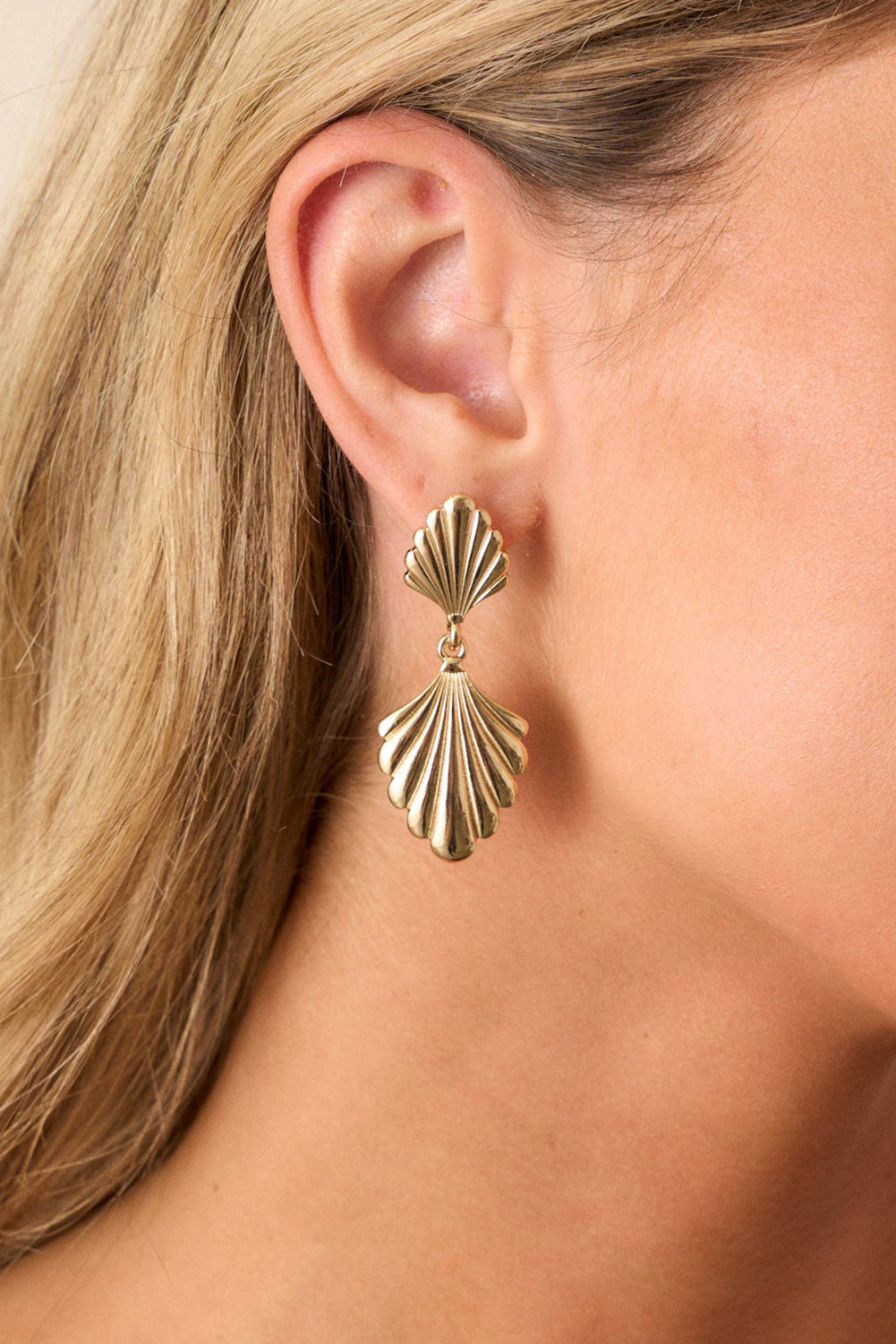 Gold Shell Shape Plated Alloy Drop Earrings