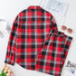 Red Christmas Checkered Pattern Loose Shirt and Pants Lounge Set