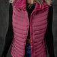 Burgundy Plush Collared Quilted Zipped Puffer Vest