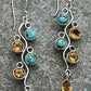 Silvery Turquoise Gem Inlay Vintage Alloy Dangle Earrings