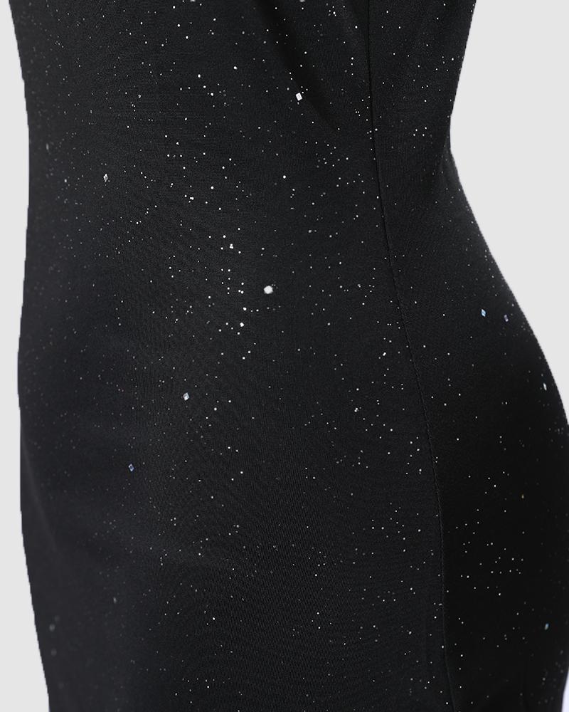 Chain Strap Glitter Bodycon Dress