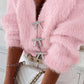 Fuzzy Bowknot Pattern Knit Cardigan