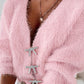 Fuzzy Bowknot Pattern Knit Cardigan