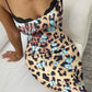 Butterfly Leopard Print Spaghetti Strap Slim Fit Lace Dress Elegant Dress