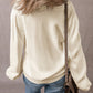 Apricot Pleated Sleeve Hollow Detail Button Sweater Cardigan