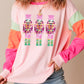 Pink Christmas Sequin Nutcracker Graphic Colorblock Long Sleeve Top