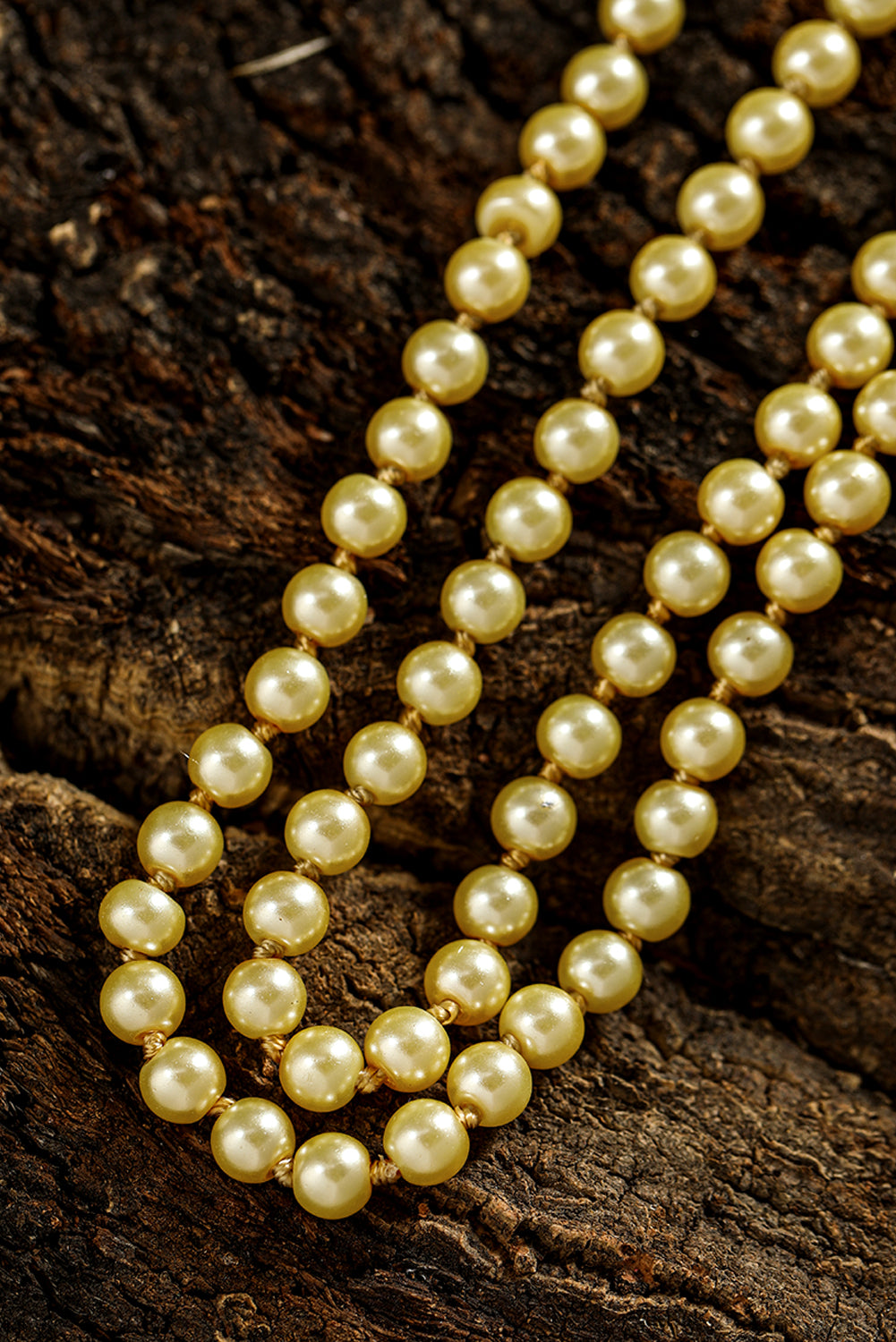 Gold Faux Pearl Beaded Layered Necklace