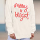 White Striped Merry Bright Letter Christmas Sweater