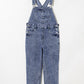 Sail Blue Denim Bib Straight Leg Jumpsuit with Pockets