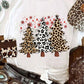 White Leopard Christmas Tree Graphic Crewneck Tee