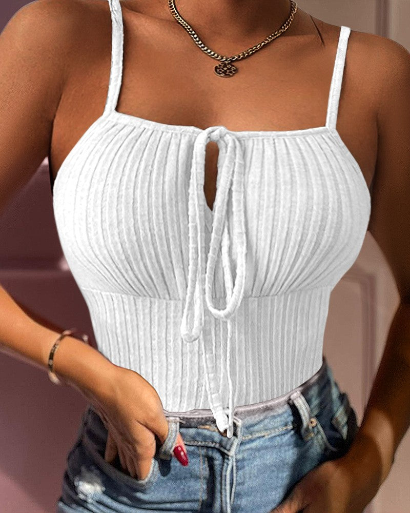 Tied Detail Ribbed Cami Top