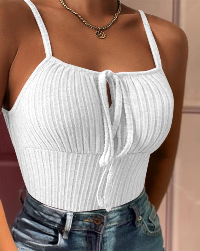 Tied Detail Ribbed Cami Top