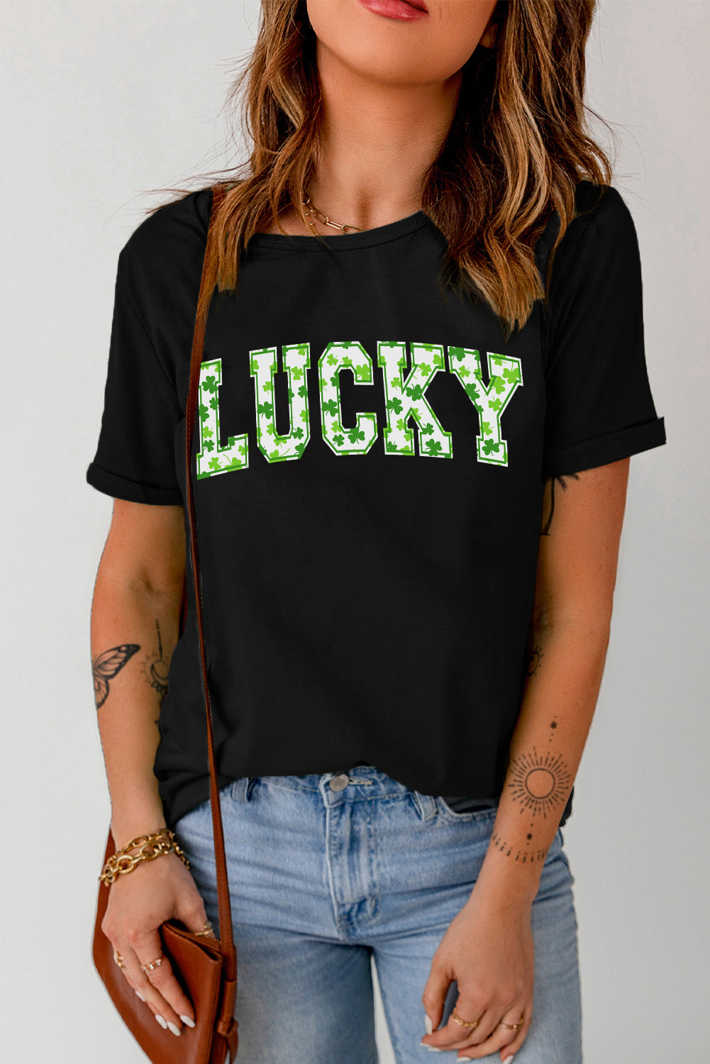 Black Clover LUCKY Letter Graphic St Patricks Day T Shirt