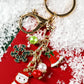 Gold Christmas Santa Claus & Snowflake Charm Keychain