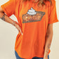 Orange Pumpkin Pie Graphic Cuffed Sleeve Crew Neck Tee