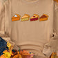 Khaki Thanksgiving Pie Print Drop Shoulder Sweatshirt